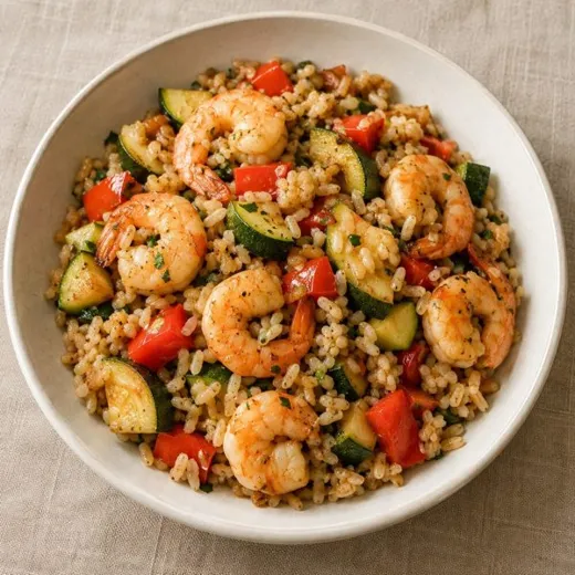 Arroz integral con camarones