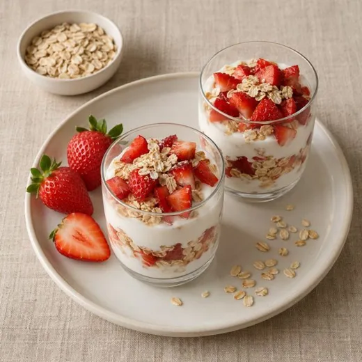 Vasitos de yogur y fresas
